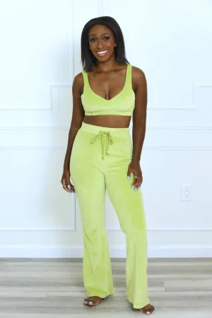 Wanna Chill? Velour Sweatpants - Algae