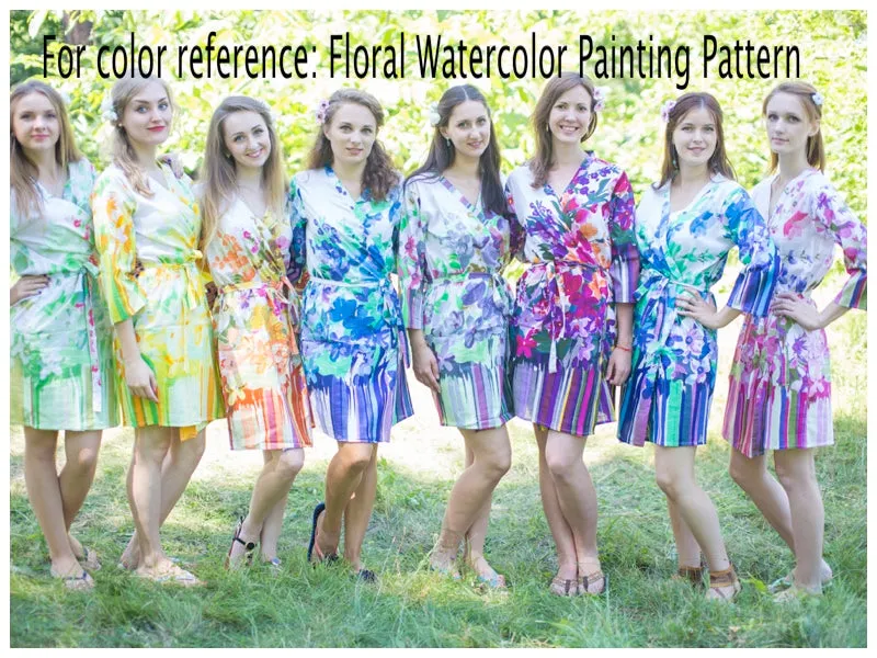 White Pink Simply Elegant Style Caftan in Floral Watercolor Painting Pattern