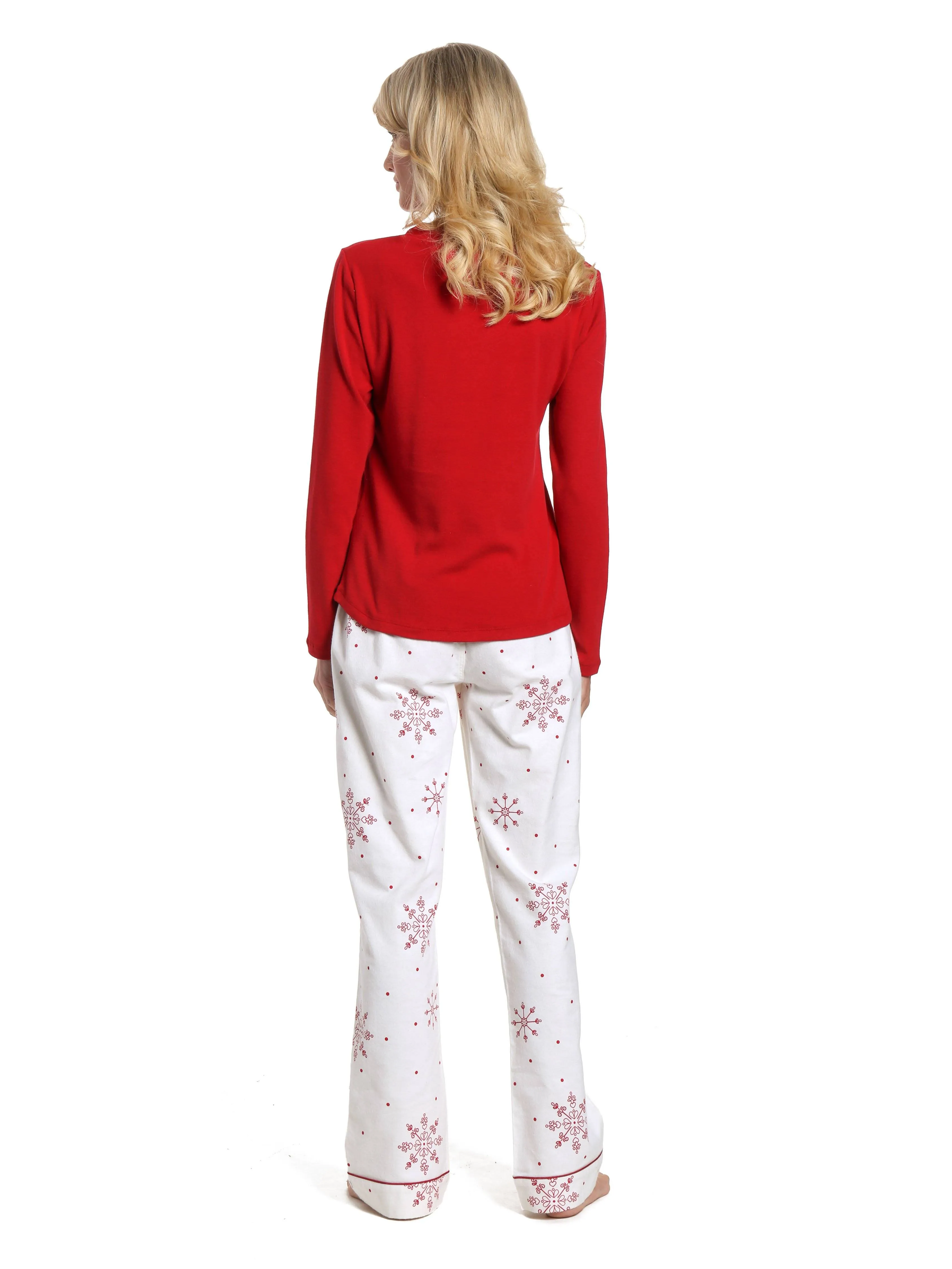 Womens Cotton Flannel Lounge Set with Henley Top