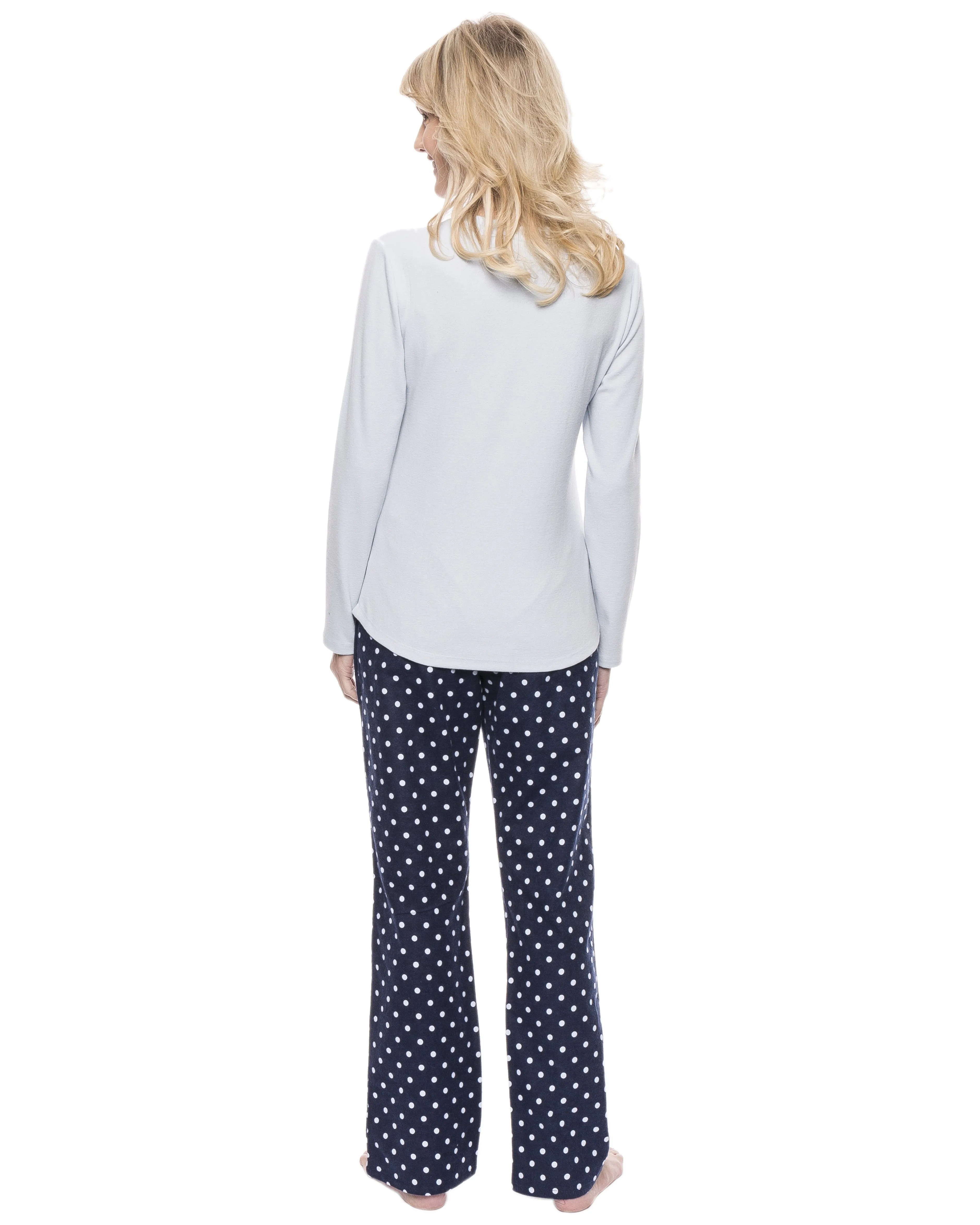 Womens Cotton Flannel Lounge Set with Henley Top