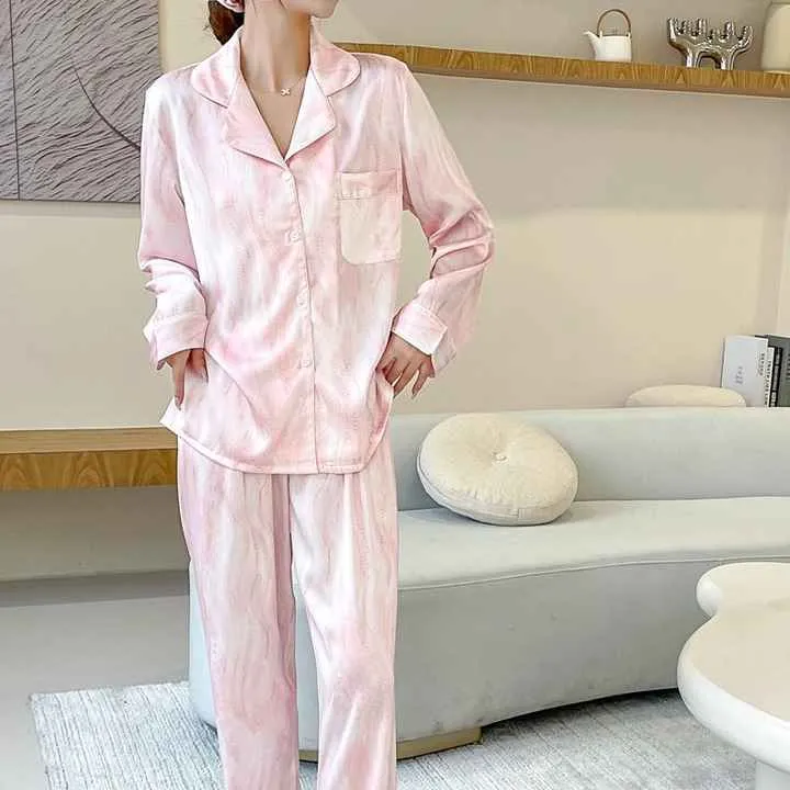 Women's Printed Satin Sleepwear Set 2 Piece Pajama Set Sleepwear Pajama Set