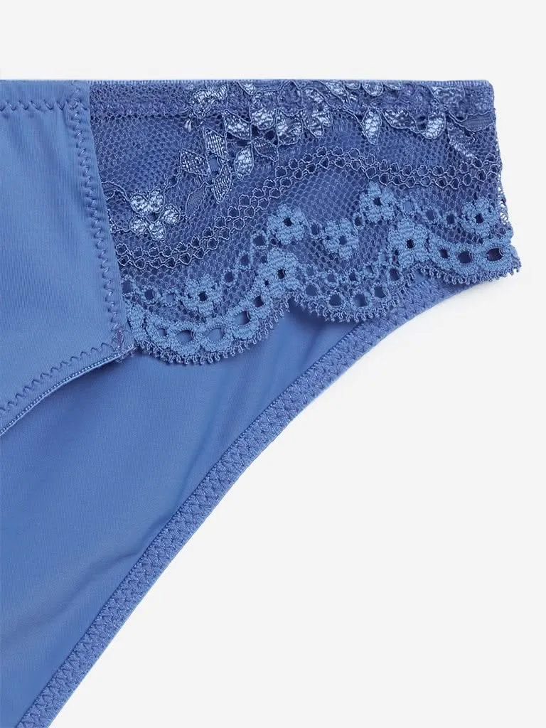 Wunderlove Blue Lace Hi-Leg Alexa Briefs